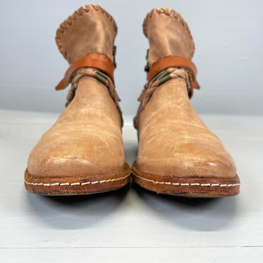 A.S. 98 Ankle Boots Womens Size 36 US 5.5-6 Brown Leather Braided Strap Zip Boho - Picture 3 of 10